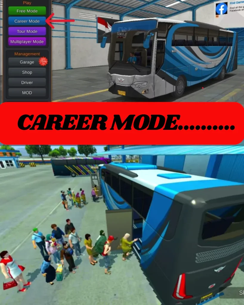 passenger are riding the bus to reach there destination by the career mode of game