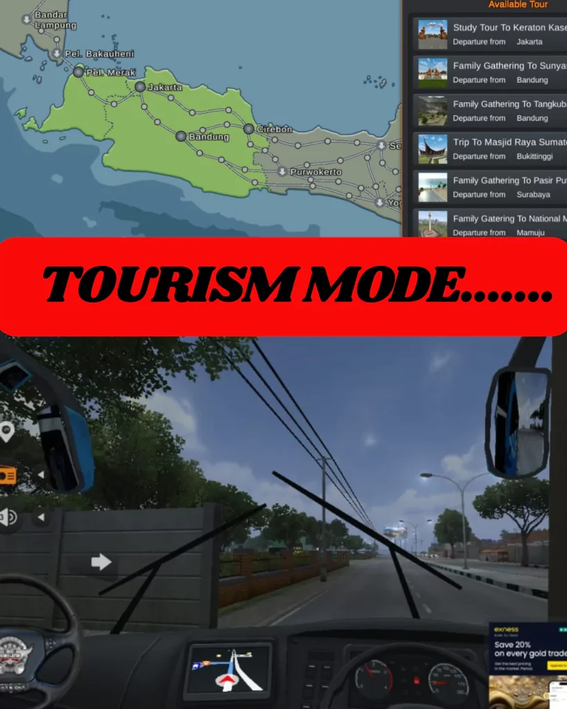 shows map for tourism mode of game